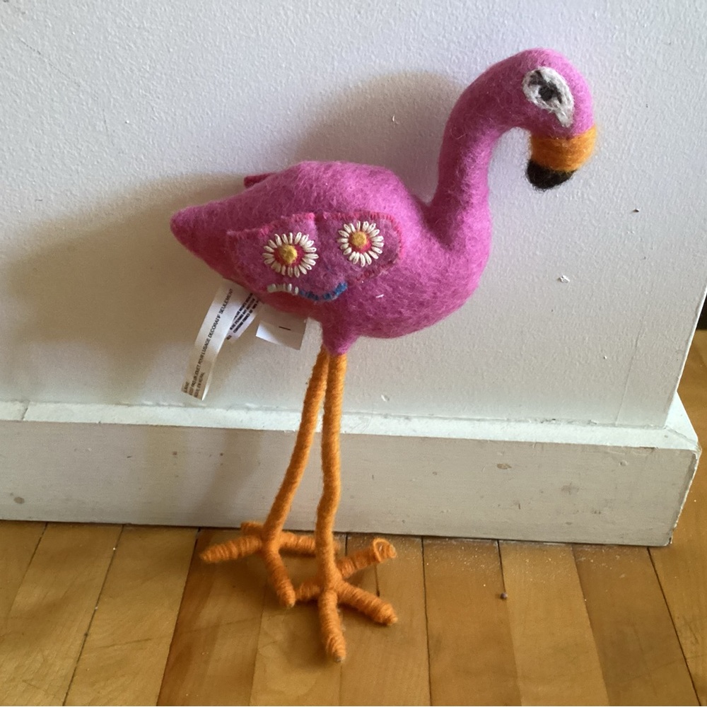 Decorative felted flamingo.